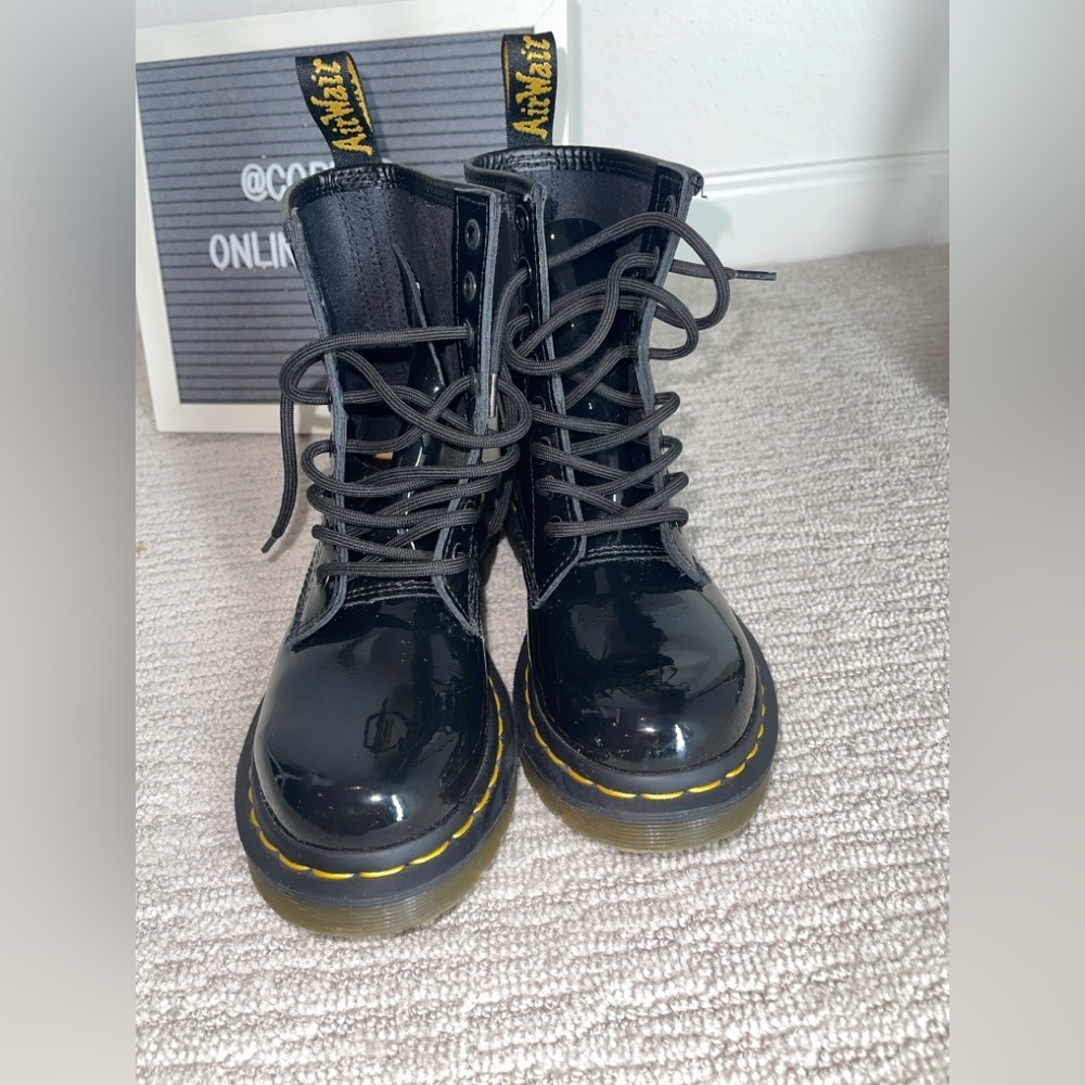 Dr. Martens Black Patent Leather Combat Boots 1460